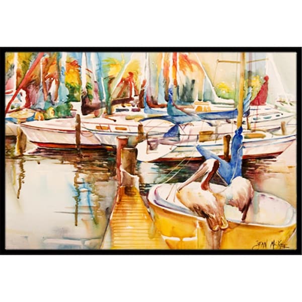 Carolines Treasures Sailboat With Pelican Golden Days Indoor and Outdoor Mat- 18 x 27 in. JMK1042MAT - main